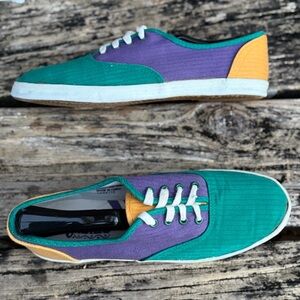 Vintage Coasters Womens Mardi Gras Colorblock Colorful Sz 8.5 Canvas Sneakers T8